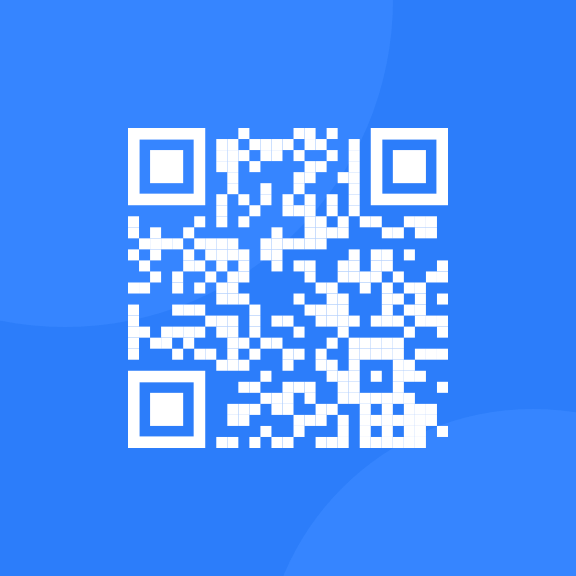 a white qr-code on blue background